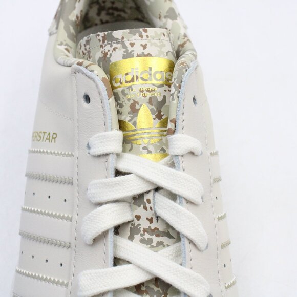 NWB Adidas Superstar Shoes in Alumina/Off White with Green Camp Print US 13 - Picture 11 of 16